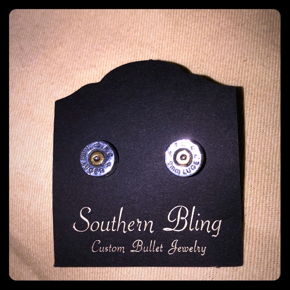 9mm Luger Bullet earrings
